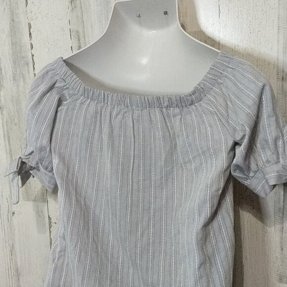 SAGE THE LABEL Blue Striped Off Shoulder Casual Summer Top XS - Picture 7 of 10